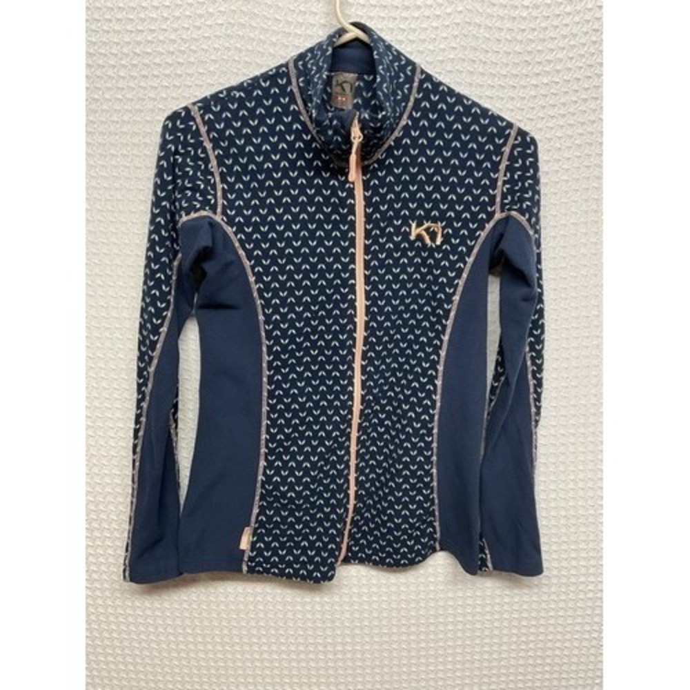 Kari Traa Kryss Blue Geometric Full Zip Outdoor Fleece Jacket Women M Myanmar